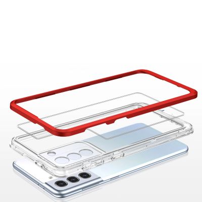 4. Clear 3in1 etui do Samsung Galaxy S23+ silikonowy pokrowiec z ramką czerwone