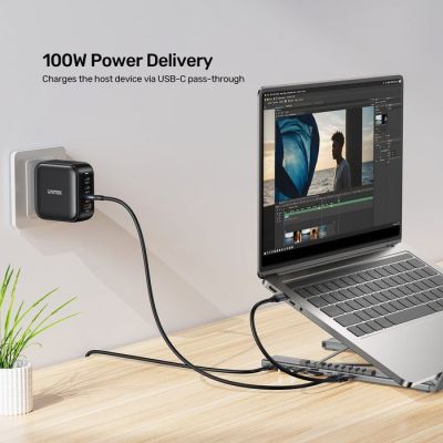 16. UNITEK PODSTAWKA POD LAPTOP REGULOWANA + HUB USB-C/A, HDMI 2.0, PD 100W