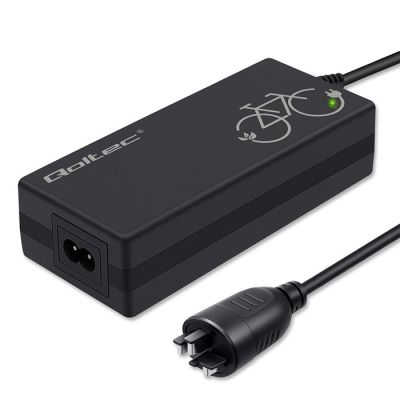 8. Ładowarka do roweru elektrycznego Qoltec 52613 36V 42V 2A wtyczka Bosch 3Pin + kabel zasilający