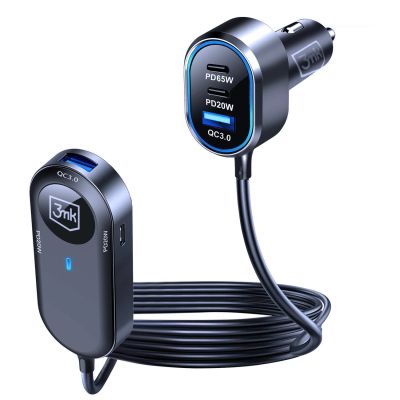 8. Ładowarka samochodowa 3mk Double Car Charger 135W PD QC PPS USB-C USB-A - czarna