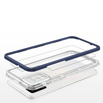 5. Clear 3in1 etui do Samsung Galaxy A03s (166) żelowy pokrowiec z ramką niebieski