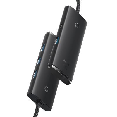 7. Baseus Lite Series przejściówka HUB USB Typ C - 4x USB 3.0 25cm czarny (WKQX030301)