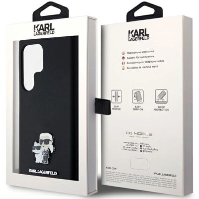 8. Etui Karl Lagerfeld Silicone Karl&Choupette Metal Pin na Samsung Galaxy S24 Ultra - czarne