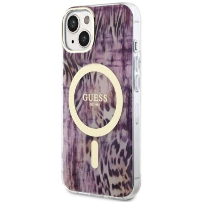 2. Etui Guess Leopard MagSafe na iPhone 14 - różowe