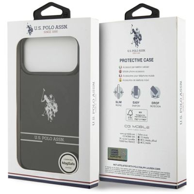8. Etui US Polo DH and Bottom Stripe Logo MagSafe na iPhone 17 Pro Max - czarne