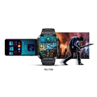 19. Smartwatch VELTORI VT200-1 Czarny Pasek Silikonowy
