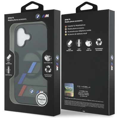 8. Etui BMW M IML Metal Buttons Tricolor Lines MagSafe na iPhone 17 - czarne