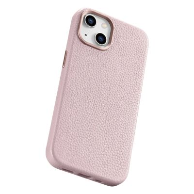 13. iCarer Litchi Premium Leather Case skórzane etui iPhone 14 Plus magnetyczne z MagSafe różowy (WMI14220711-PK)