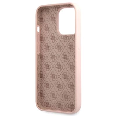 7. Etui Guess Silicone Script Gold Logo na iPhone 13 Pro Max - jasnoróżowe