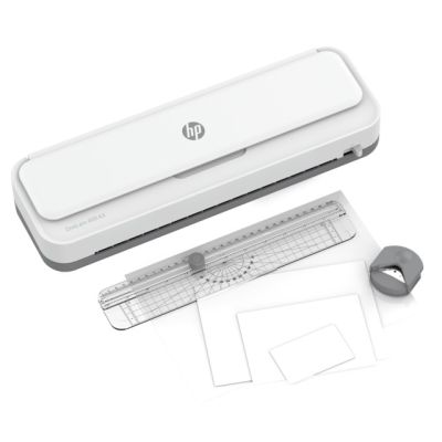 19. HP Laminator ONELAM 400 A3, na zimno/gorąco, zintegrowany trymer, zaokrąglacz rogów, prędkość 40cm/min + 15 folii: 3xA4, 4xA5, 4xA6, 4xB-CARD, biały