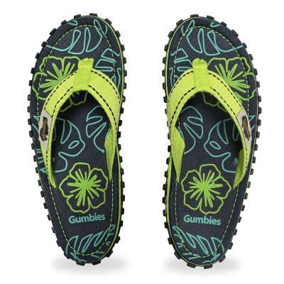 2. Japonki Gumbies Islander Flip-Flops Lime Hibiscus GU-FFISL148