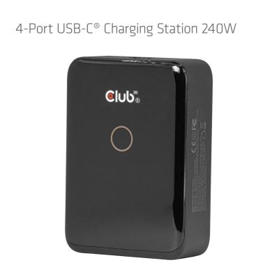 3. CLUB3D Stacja ładowania CAC-1933 z 4 portami USB-C® 240 W GaN PD 3.1 + PPS + wyświetlacz LED