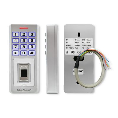8. QOLTEC ZAMEK SZYFROWY OBERON Z CZYTNIKIEM LINII PAPILARNYCH | RFID | KOD | KARTA | BRELOK | DZWONEK | IP68 | EM