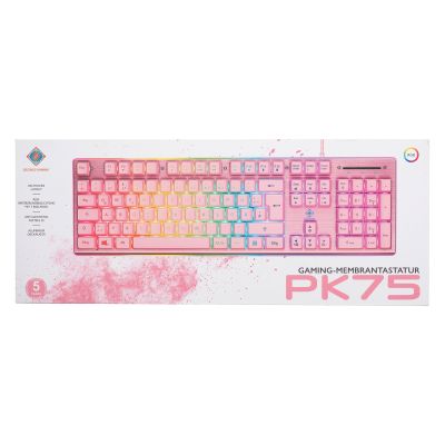 3. Deltaco Gaming GAM-021-RGB-P-DE klawiatura USB QWERTZ Niemiecki Różowy
