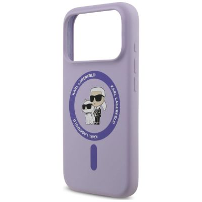 6. Etui Karl Lagerfeld Silicone Karl&Choupette Ring MagSafe na iPhone 18 Pro / 17 Pro - fioletowe