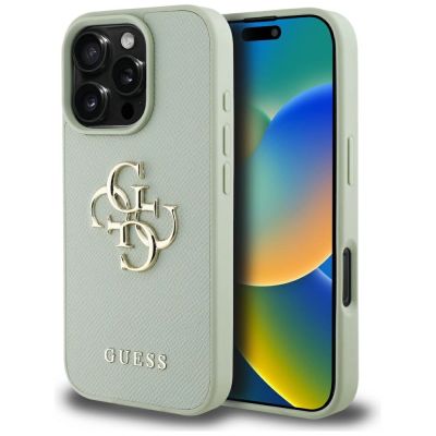 Etui Guess Grained Big 4G Logo Small Classic Logo na iPhone 16 Pro Max - zielone