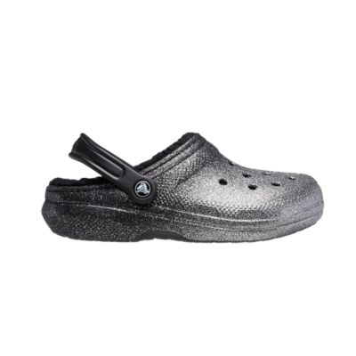 Klapki sandały Crocs Classic Glitter Lined Clog Srebrne - 205842-067