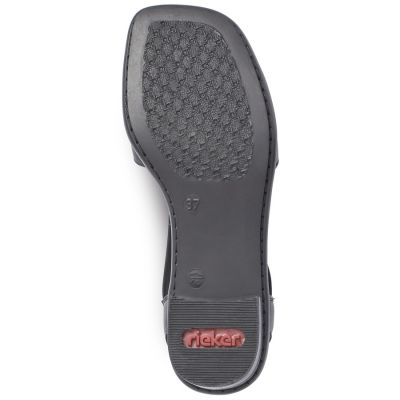 15. Sandały skórzane damskie na gumki czarne Rieker 62662