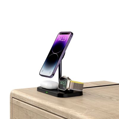 5. Ładowarka Tech-Protect QI15W-A22 indukcyjna MagSafe ze stojakiem 3w1 MagSafe na smartfon / Apple Watch / AirPods - czarna