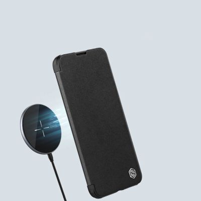 15. Nillkin Qin Cloth Pro Case etui do iPhone 14 Plus osłona na aparat kabura pokrowiec obudowa z klapką szary