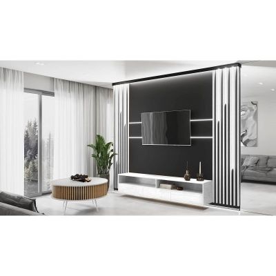 2. Stolik RONDA 90 biel, lamele dąb