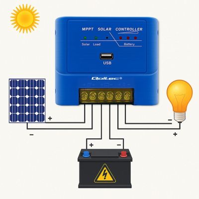 6. QOLTEC REGULATOR ŁADOWANIA MPPT 15A DO ZASILANIA ODBIORNIKÓW DC I ŁADOWANIA AKUMULATORÓW 12V/24V | LIFEPO4