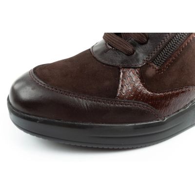 6. Scholl Emma Laces uty damskie sportowe skórzane brązowe platforma