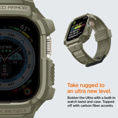 14. Etui z paskiem Spigen Rugged Armor Pro na Apple Watch Ultra (49 mm) - zielone