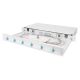 10. Panel krosowy FO z wyposażeniem 19'' 1U, 6x LC dx, OM3, pigtaile, adaptery, tacki, wysuwany, szary