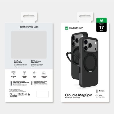 6. Etui AMAZINGTHING Cloudie na iPhone 17 Pro z podstawką - czarne