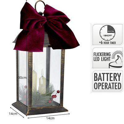5. LATARNIA LAMPION ADWENTOWY ZNICZ  LED 30CM 3 ŚWIECE