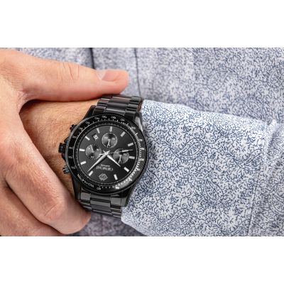 3. Zegarek Męski Giewont Chronograph Sapphire Czarny GW3520-B1