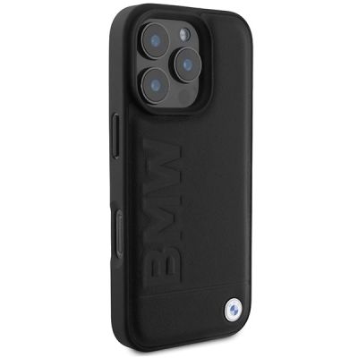 4. Etui BMW Leather Hot Stamp MagSafe na iPhone 16 Pro Max - czarne