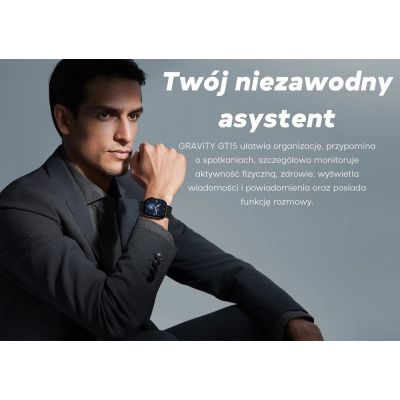 12. Smartwatch Damski GRAVITY GT15-12 Granatowy Pasek Silikonowy + Czarna Bransoleta