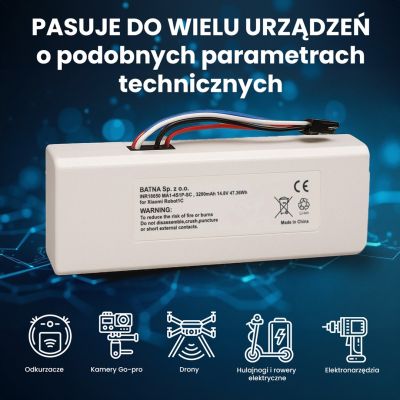 15. Bateria akumulator Xiaomi Robot 1C P1904-4S1P-MM, 3200mAh, 47.36Wh, STYTJ01ZHM Mijia 1C P1904-4S1P-MM (Dreame MC1808)