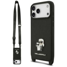 Etui Karl Lagerfeld Saffiano Karl&Choupette Metal Pin CBDY Strap na iPhone 18 Pro Max / 17 Pro Max - czarne