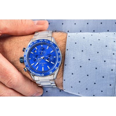 5. Zegarek Męski Giewont Chronograph Sapphire Srebrno Niebieski GW9580-B3
