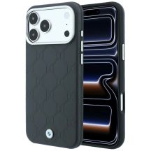 Etui BMW Sign Deboss Quilted Metal Logo MagSafe na iPhone 18 Pro Max / 17 Pro Max - ciemnoszare