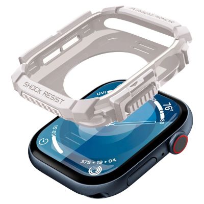 7. Pasek Spigen Rugged Armor na Apple Watch 10 46mm - beżowy