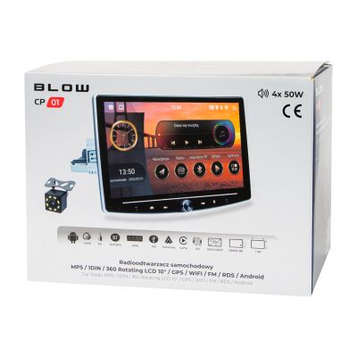 8. Radio BLOW CP01 1DIN 10" Android/WiFi/GPS/CARPLAY OBROTOWE