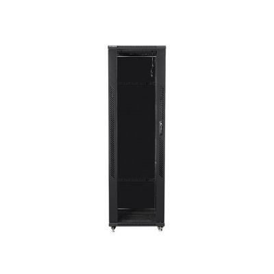 3. Szafa jednosekcyjna, zamykana na zamek Lanberg FF01-6642-12B (42U; 19''; 2050mm / 600mm / 600 mm; stojąca; Pełne, Szklane; 800 kg; kolor czarny)