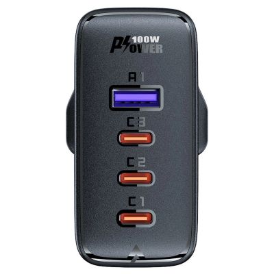 4. Szybka ładowarka GaN UK Acefast A40 100W PD 3x USB-C 1x USB-A - czarna