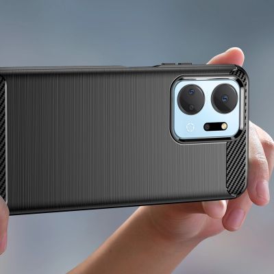 5. Carbon Case etui do Honor Play 40 Plus / Honor X7a elastyczny silikonowy karbonowy pokrowiec czarne