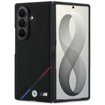 Etui BMW M Leather Perforated Tricolor Stripe Metal Logos MagSafe na Samsung Galaxy Z Fold 8 Ultra - czarne