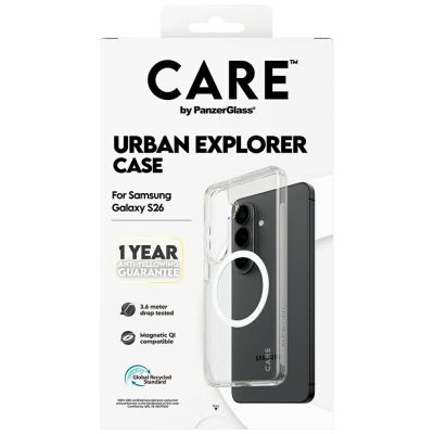 6. Etui CARE by PanzerGlass Urban Explorer Transparent w. White Qi na Samsung Galaxy S26 - przezroczyste