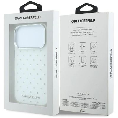 8. Etui Karl Lagerfeld IML Rhinestones Allover and Electroplated Logo na iPhone 17 Pro / 18 Pro - białe