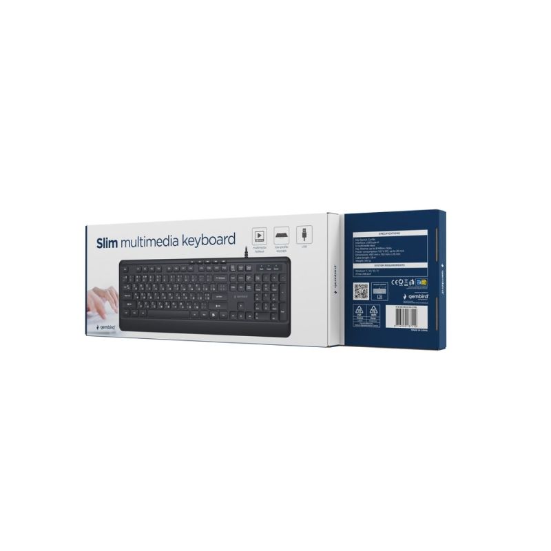 5. GEMBIRD PRZEWODOWA KLAWIATURA MULTIMEDIALNA SLIM 5 KLAWISZY HOTKEYS, RU LAYOUT, CZARNA