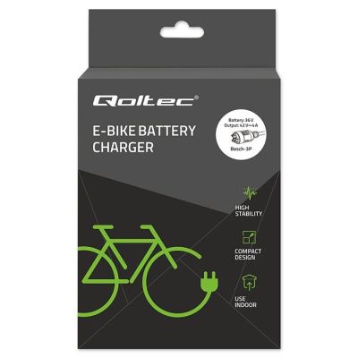 9. Qoltec Szybka Ładowarka do roweru skutera elektrycznego 36V | 42V | 4A |wtyczka Bosch + kabel zasilający