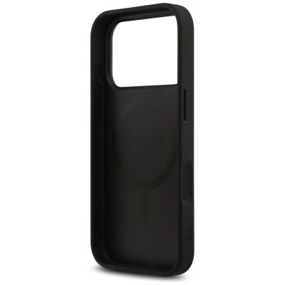 7. Etui Guess 4G Printed Stripes MagSafe na iPhone 17 Pro - czarne