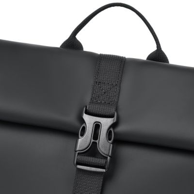 23. Rivacase Eden plecak Plecak rolowany Czarny Poliester, Skóra woskowana (Pull Up)